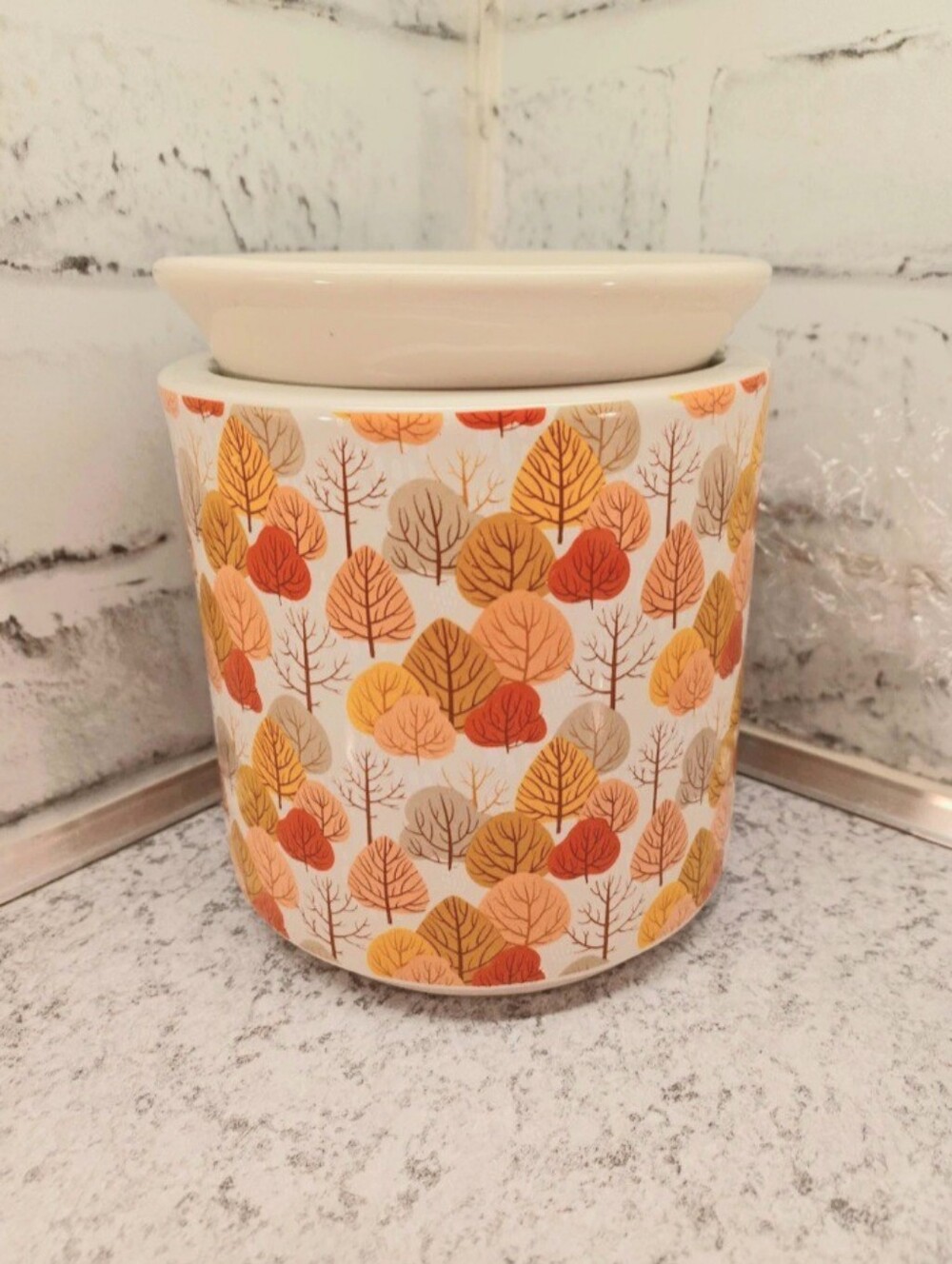 Autumn Blooms Simmer Pot Wax Warmer Pink Zebra fall white orange leaves